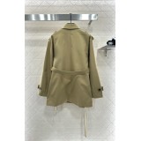 Belted Mid-Length Trench Coat with Lapel and Cape Collar