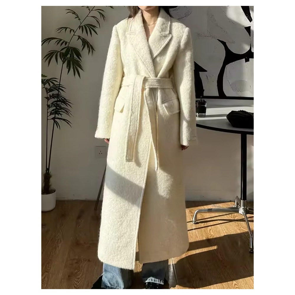 Cappotto Lungo Donna in Mohair e Cashmere | Elegante Doppio Petto Inverno