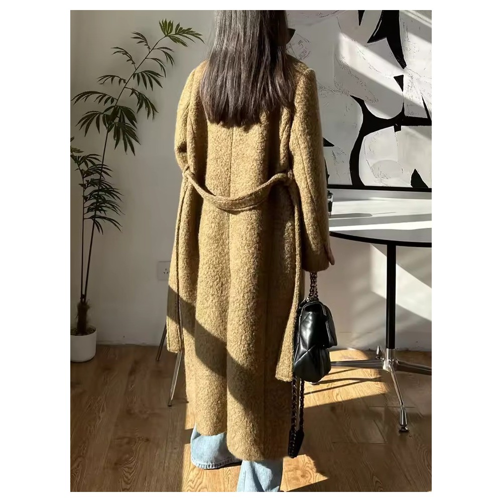 Cappotto Lungo Donna in Mohair e Cashmere | Elegante Doppio Petto Inverno