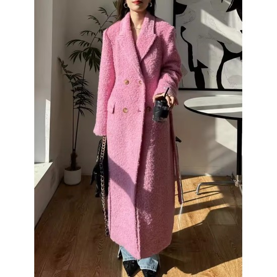Women's Mohair & Cashmere Overcoat | Long Double-Breasted Winter Coat