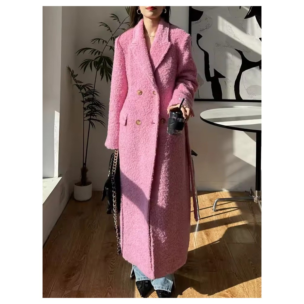 Cappotto Lungo Donna in Mohair e Cashmere | Elegante Doppio Petto Inverno