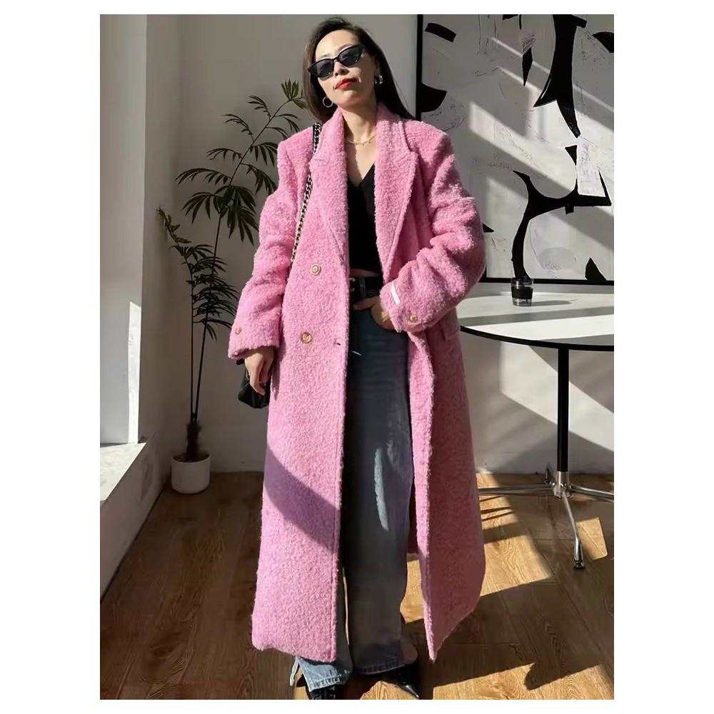 Women's Mohair & Cashmere Overcoat | Long Double-Breasted Winter Coat