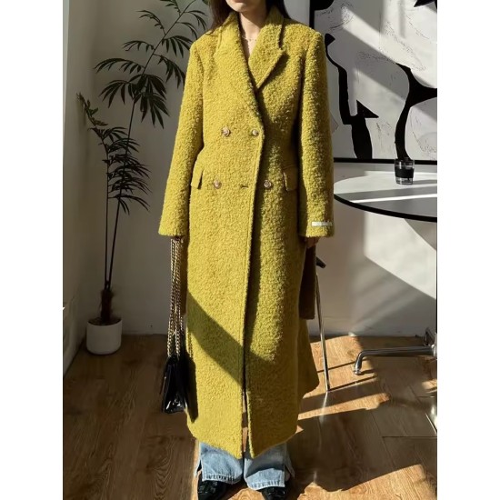 Women's Mohair & Cashmere Overcoat | Long Double-Breasted Winter Coat