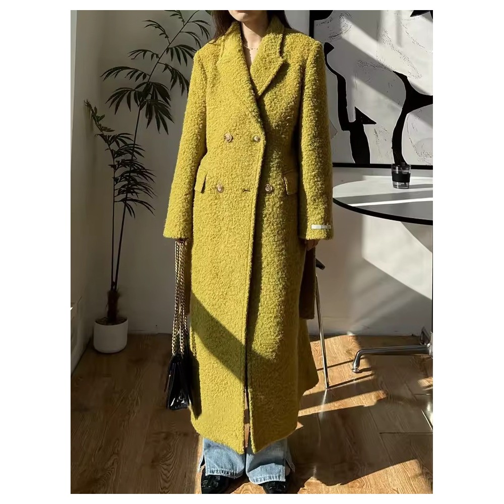 Women's Mohair & Cashmere Overcoat | Long Double-Breasted Winter Coat