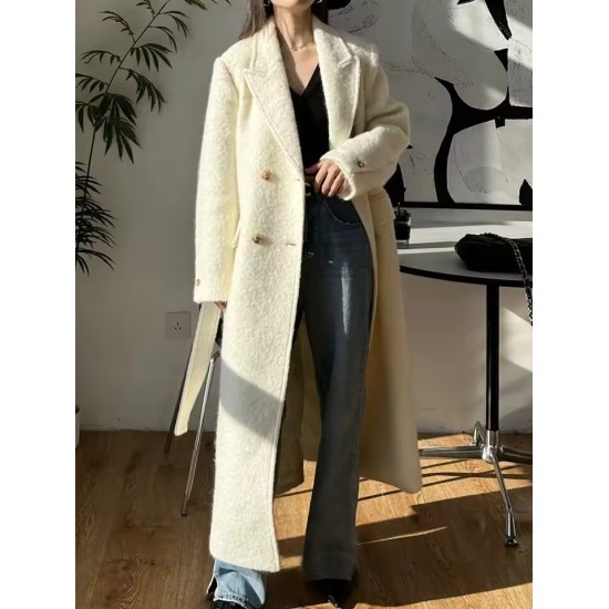 Cappotto Lungo Donna in Mohair e Cashmere | Elegante Doppio Petto Inverno