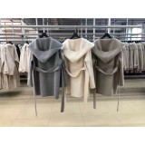 Casual Hooded Double-Sided Wool Coat | Women's Belted Bathrobe Style Overcoat
