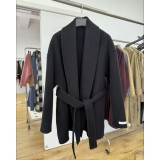 Elegant Lace-Up Wool Jacket | Minimalist Office Cashmere Coat