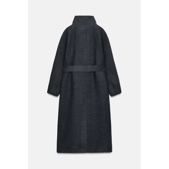 Women's Double-Breasted Stand Collar Coat | Belted Overcoat