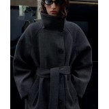 Women's Double-Breasted Stand Collar Coat | Belted Overcoat
