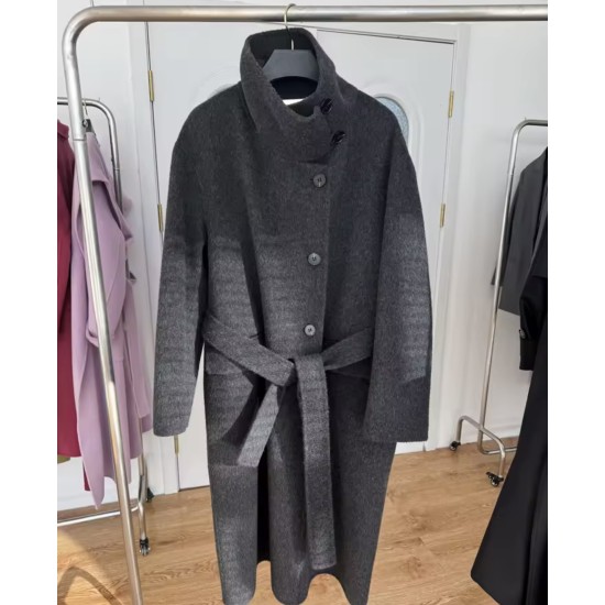 Cappotto Lungo a Collo Alto Doppiopetto | Con Cintura