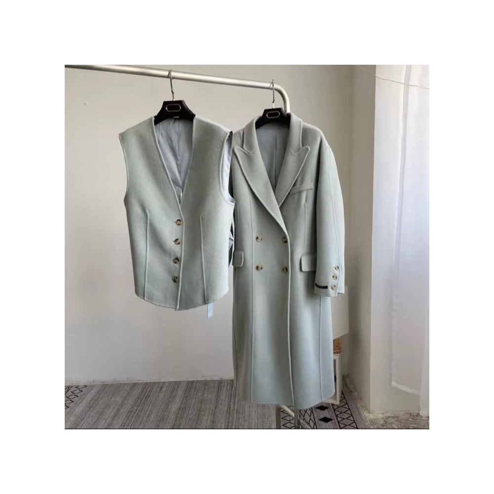 Cappotto Lana Double-Face 2 Pezzi Donna | Blazer e Gilet Coreano