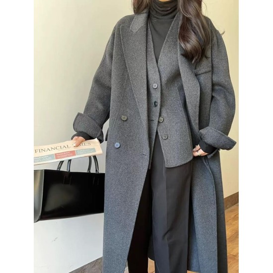 Women’s Double-Faced Wool Coat 2-Piece Set | Korean Blazer & Vest