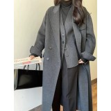 Women’s Double-Faced Wool Coat 2-Piece Set | Korean Blazer & Vest