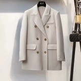 Short Double-Faced Wool Coat | Women’s Double-Breasted Jacket