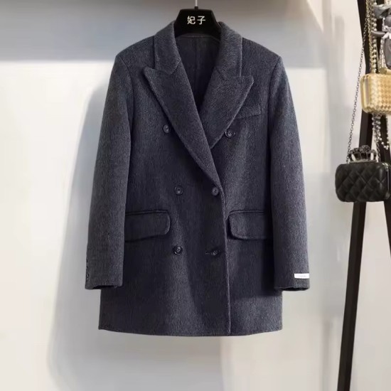 Short Double-Faced Wool Coat | Women’s Double-Breasted Jacket