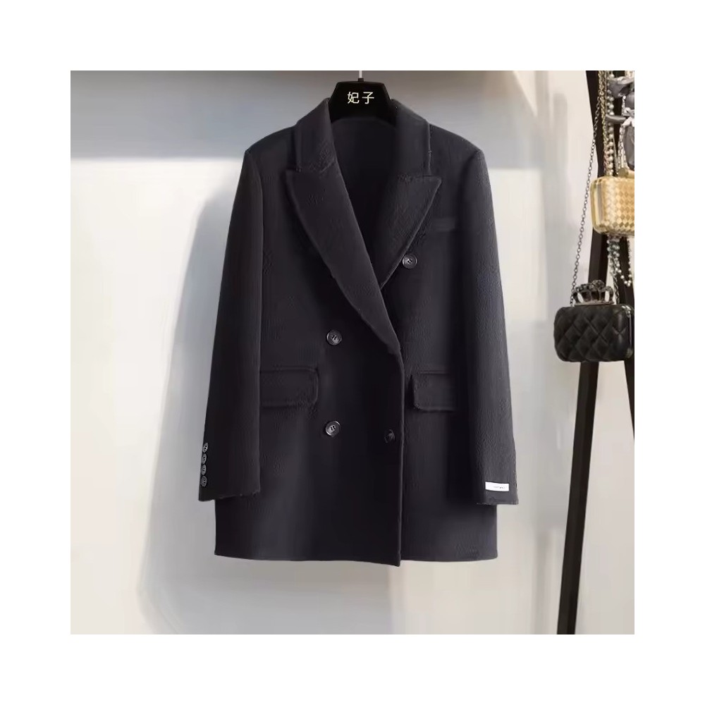 Short Double-Faced Wool Coat | Women’s Double-Breasted Jacket