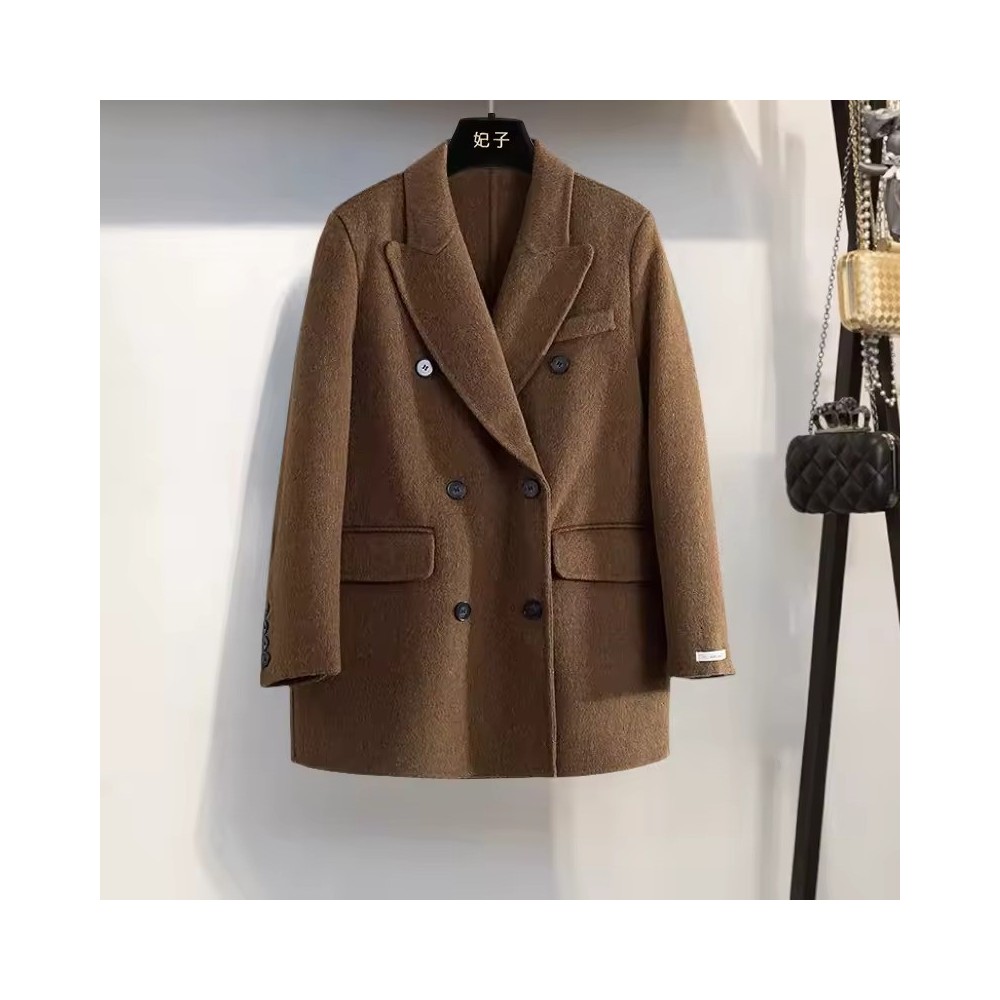 Short Double-Faced Wool Coat | Women’s Double-Breasted Jacket