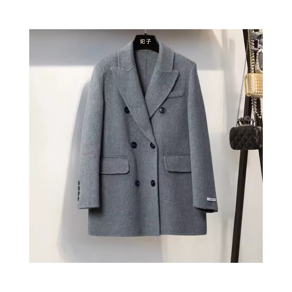 Short Double-Faced Wool Coat | Women’s Double-Breasted Jacket