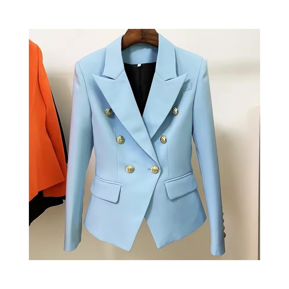 Blazer Bianco Slim Donna | Giacca Doppio Petto Bottoni Leone