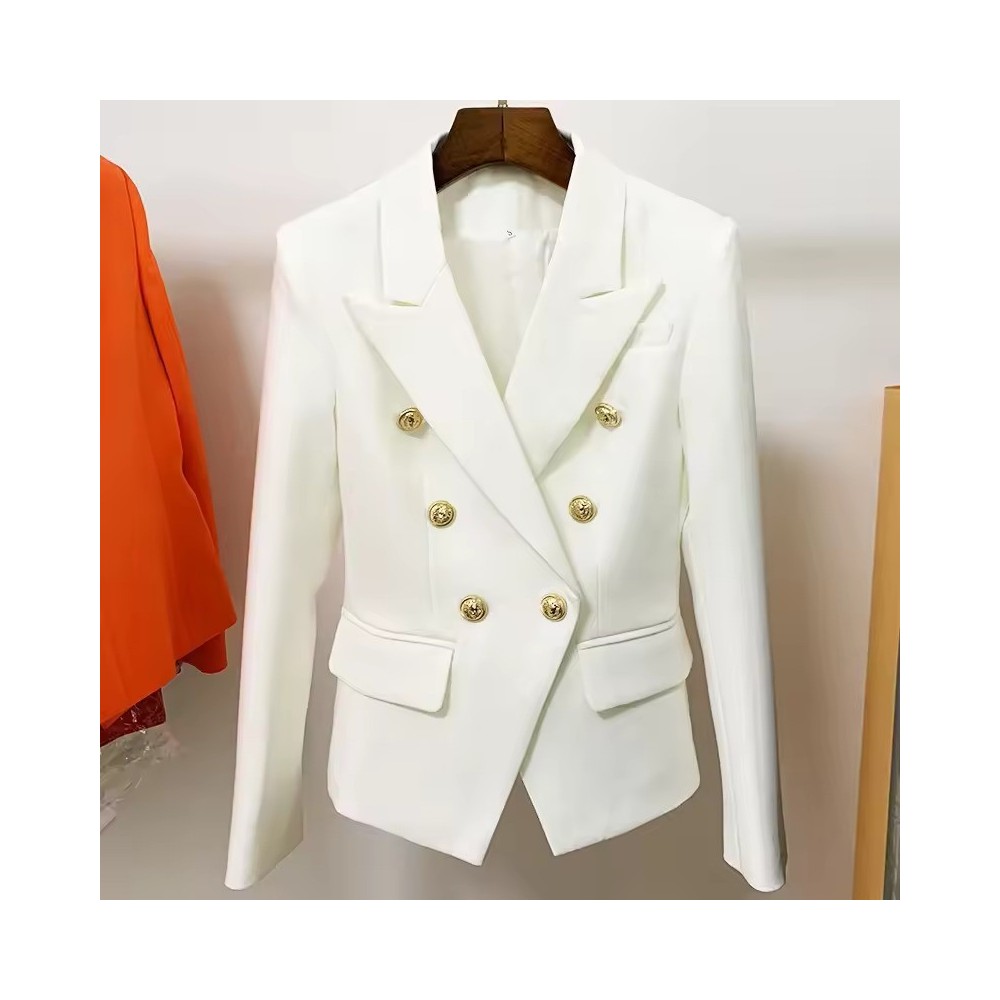 Women's Luxury Slim Blazer | Gold Lion Button Jacket