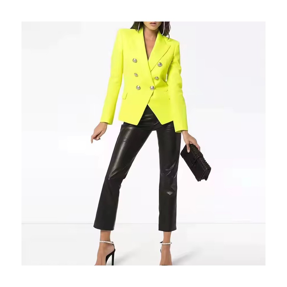 Blazer Bianco Slim Donna | Giacca Doppio Petto Bottoni Leone