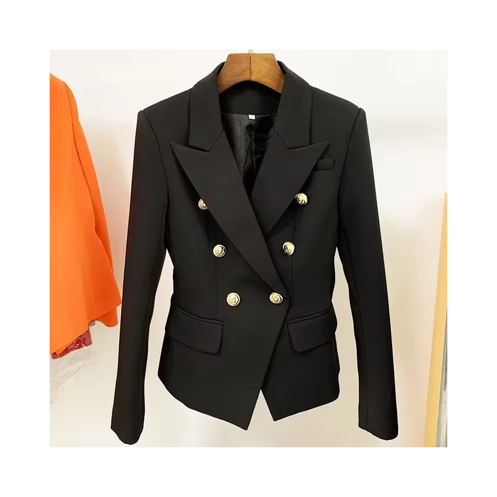 Women's Luxury Slim Blazer | Gold Lion Button Jacket
