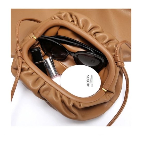 Luxury Cowhide Leather Clutch Bag for Women | Dumpling Style