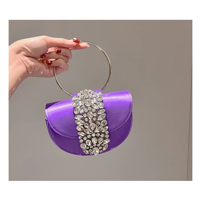 Luxury Crystal Satin Clutch Bag – Elegant Evening Purse