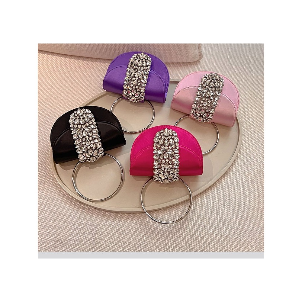 Luxury Crystal Satin Clutch Bag – Elegant Evening Purse