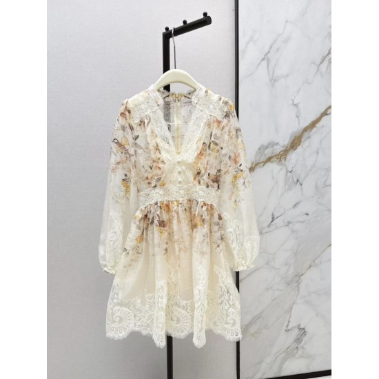 Vestito Estivo a Fiori con Scollo a V da Donna - Abito Corto Elegante
