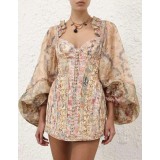 Mini Ladies Floral Dress - Romantic Long Sleeve Summer Style