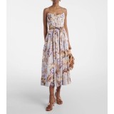 Abito Midi a Fiori in Cotone - Vestito Estivo con Corpetto a Corsetto