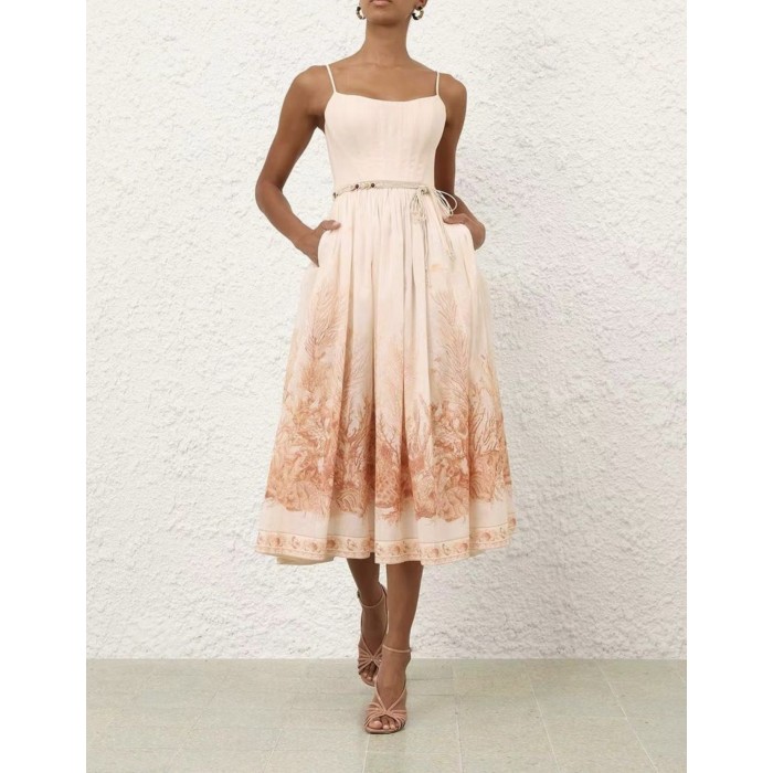 Abito Midi a Corsetto in Cotone - Vestito Estivo con Busto Strutturato