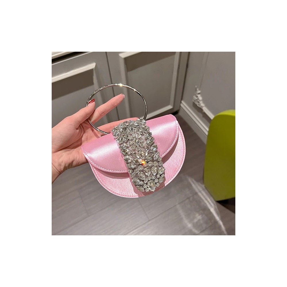 Luxury Crystal Satin Clutch Bag – Elegant Evening Purse
