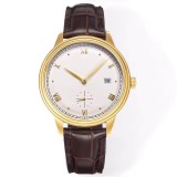 Men's Burgundy Dress Watch 41mm Stainless Steel with Leather Strap
