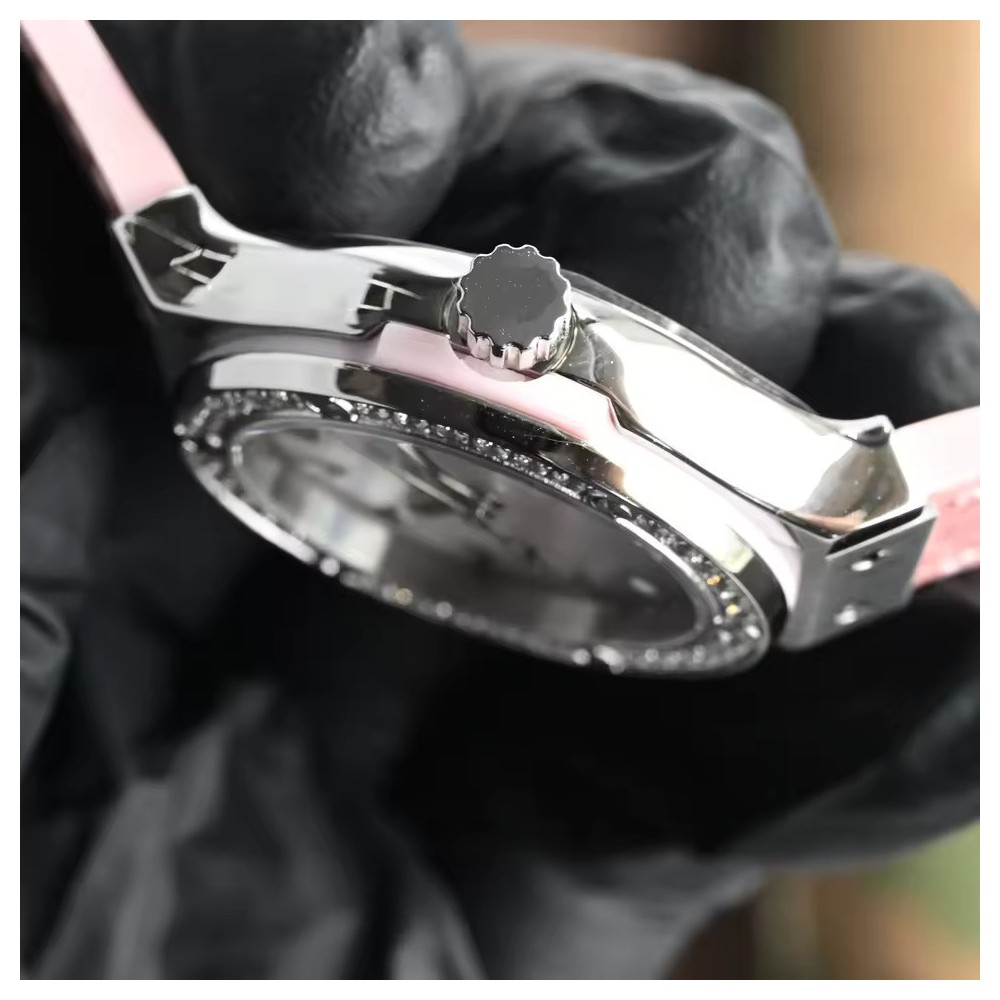 The Blush Pearl Luxury Homage Watch – Silver Case & Pink Strap