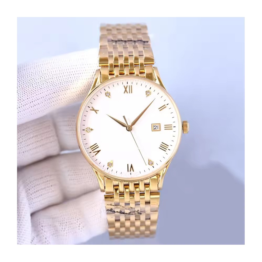 Orologio da Polso Oro Uomo - Orologio Classico Elegante con Datario e Cristalli