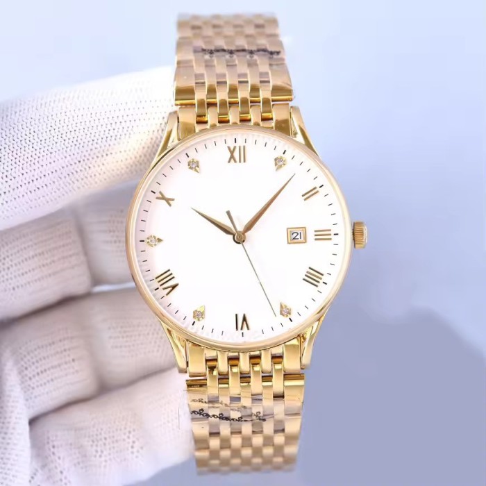 Orologio da Polso Oro Uomo - Orologio Classico Elegante con Datario e Cristalli