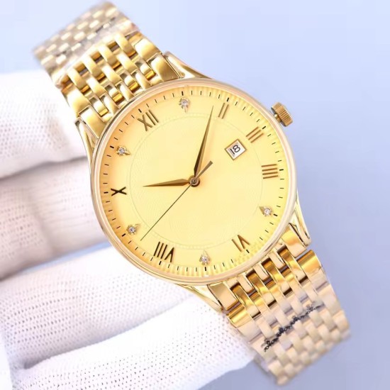Orologio da Polso Oro Uomo - Orologio Classico Elegante con Datario e Cristalli