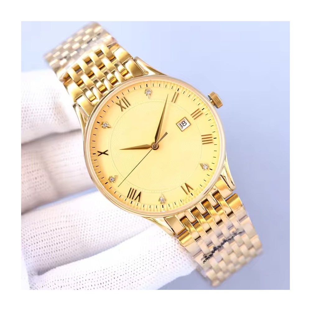 Orologio da Polso Oro Uomo - Orologio Classico Elegante con Datario e Cristalli