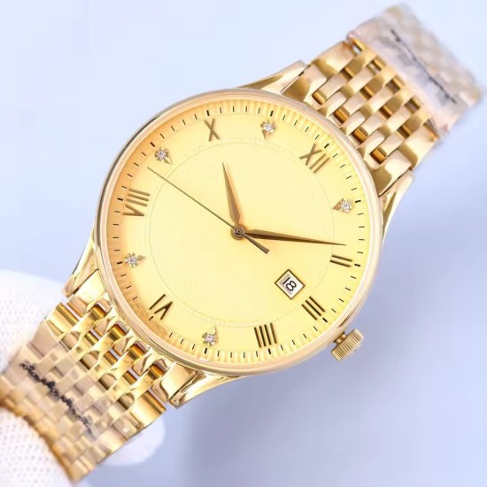 Orologio da Polso Oro Uomo - Orologio Classico Elegante con Datario e Cristalli