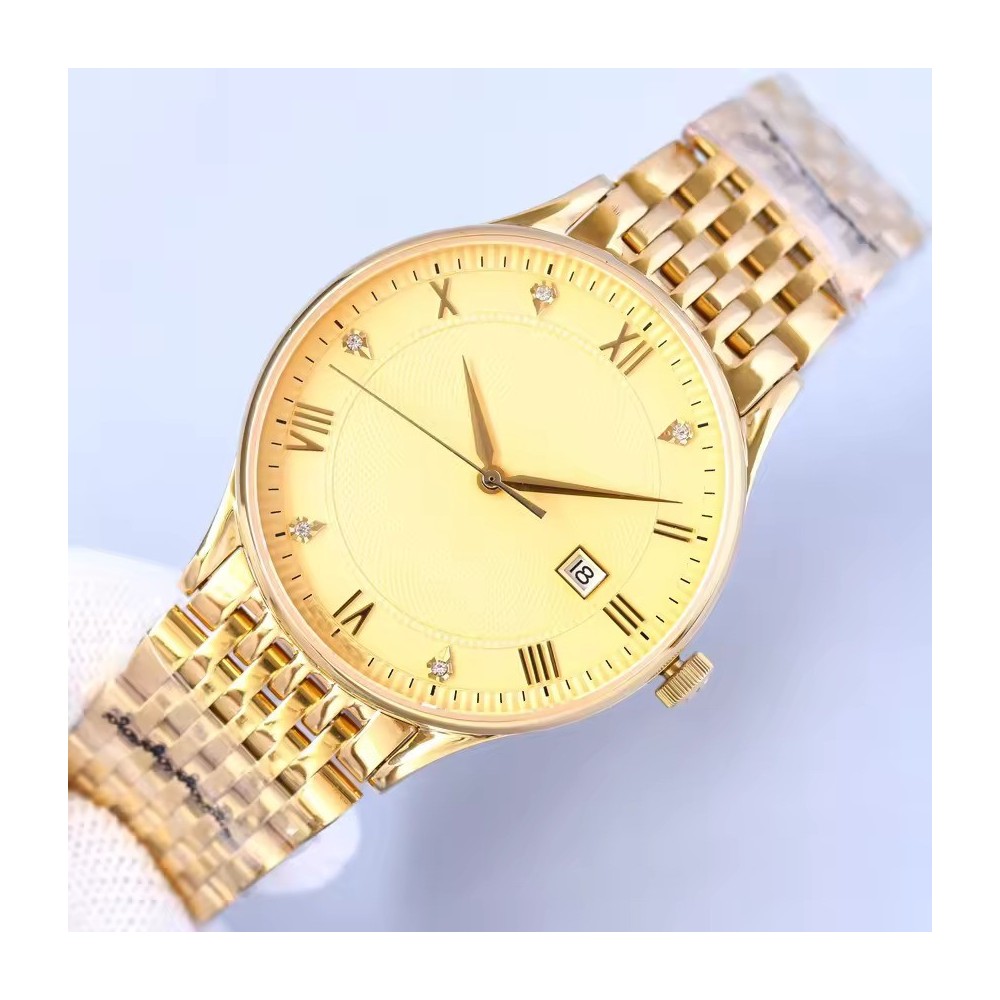 Orologio da Polso Oro Uomo - Orologio Classico Elegante con Datario e Cristalli