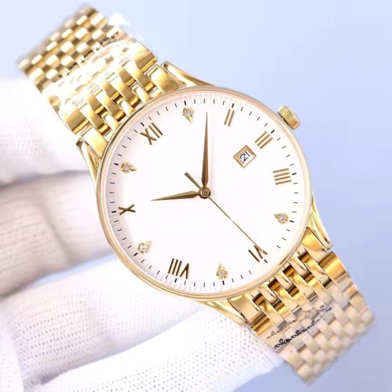 Orologio da Polso Oro Uomo - Orologio Classico Elegante con Datario e Cristalli