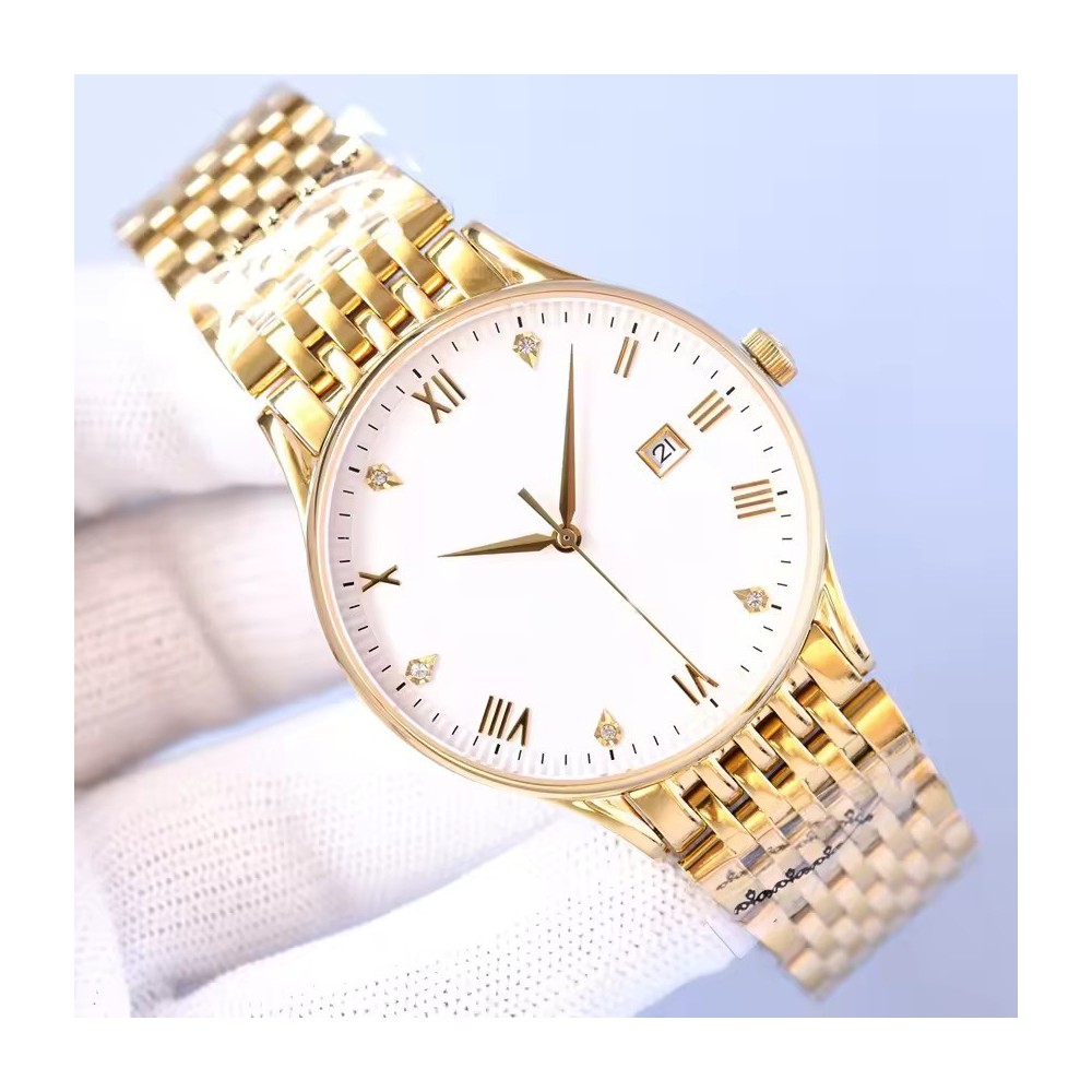 Orologio da Polso Oro Uomo - Orologio Classico Elegante con Datario e Cristalli