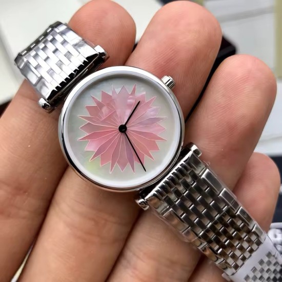 Orologio Argento da Donna - Orologio Elegante con Quadrante Geometrico Rosa