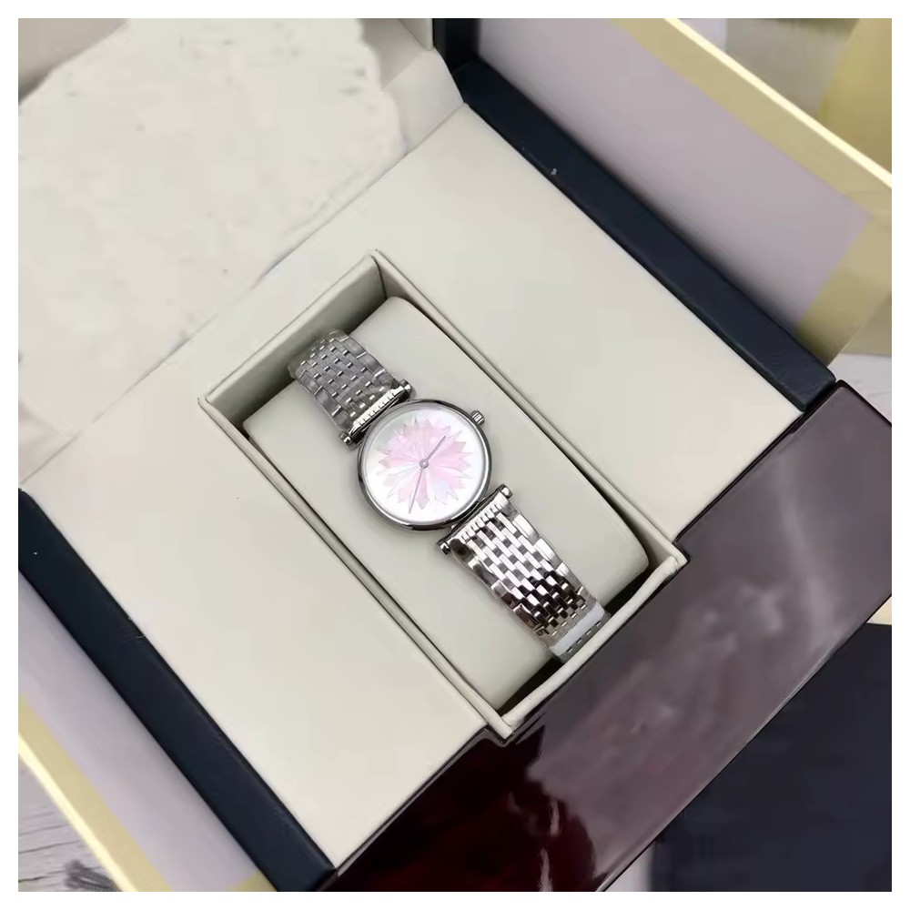 Orologio Argento da Donna - Orologio Elegante con Quadrante Geometrico Rosa