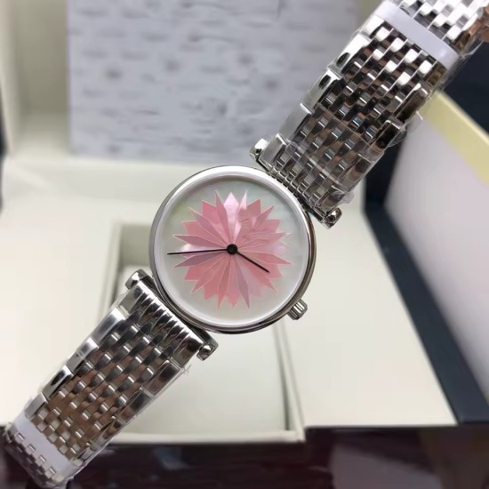 Orologio Argento da Donna - Orologio Elegante con Quadrante Geometrico Rosa
