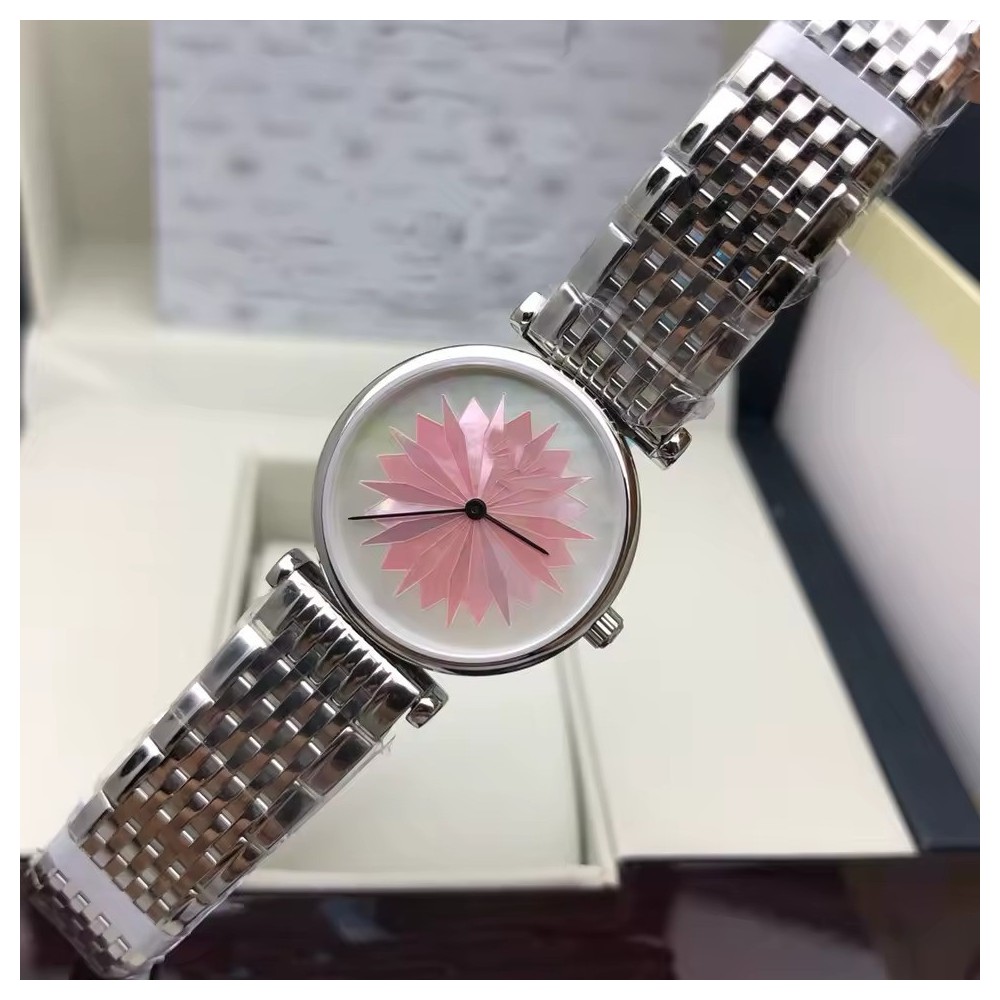 Orologio Argento da Donna - Orologio Elegante con Quadrante Geometrico Rosa
