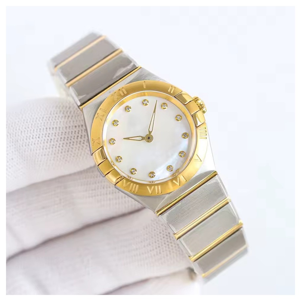 Orologio Bicolore da Donna - Orologio di Lusso in Madreperla con Cristalli