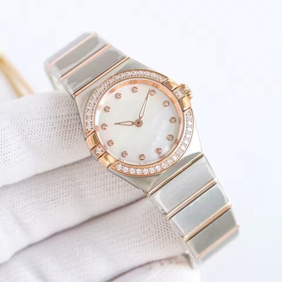 Orologio Bicolore da Donna - Orologio di Lusso in Madreperla con Cristalli